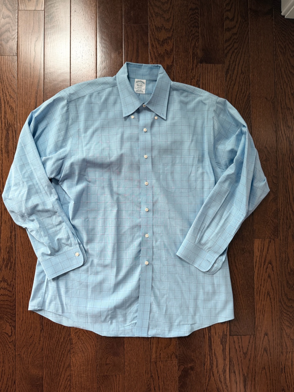 Brooks Brothers Light Blue Windowpane Dress Shirt